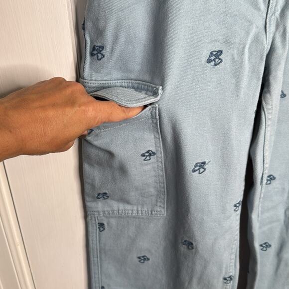 PACSUN Mushroom Embroidery Baggy Carpenter Wide-Leg Jeans W1756 Sz S - Picture 3 of 9